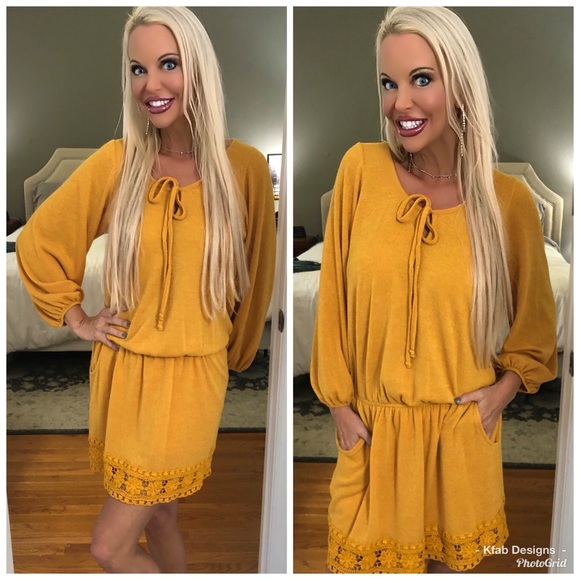 Dresses & Skirts - Smock Waist Crochet Detail Dress!